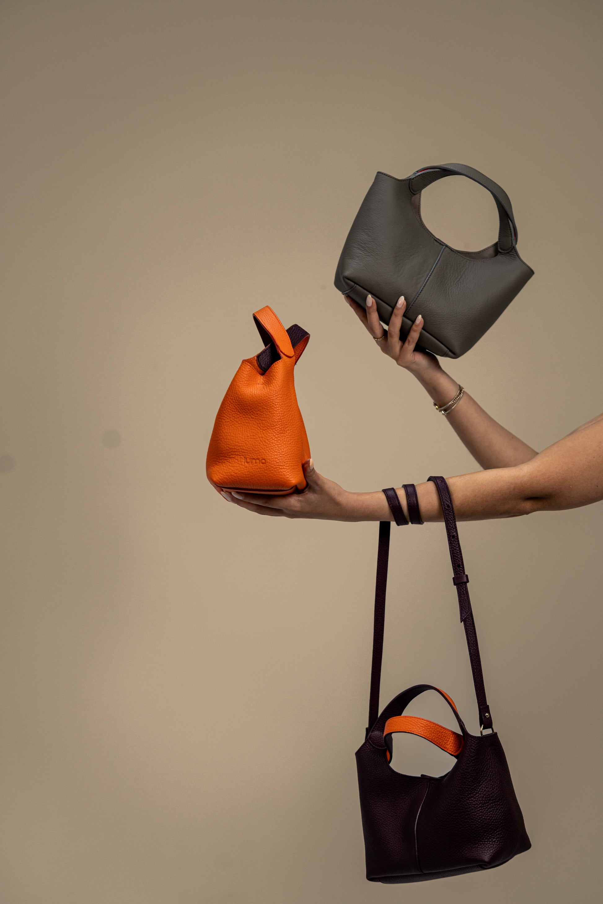 jade - Orange Saffron ( cuir grainé )