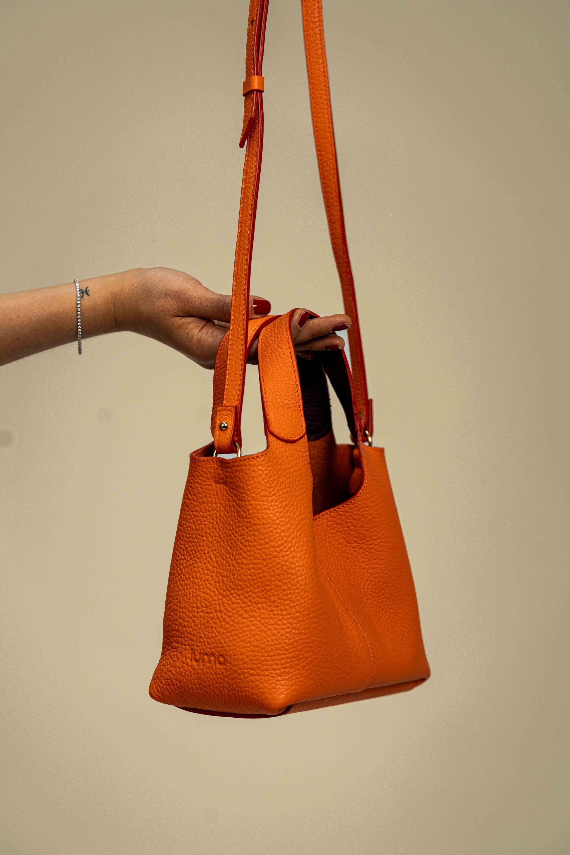 jade - Orange Saffron ( cuir grainé )